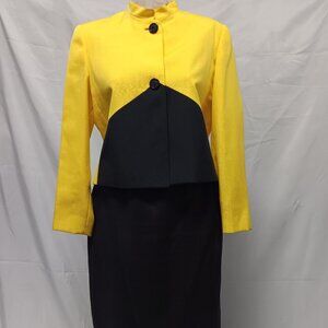 Vintage Roth Le Cover Petites Sport Jacket & Skirt Set Black and Yellow {ch}